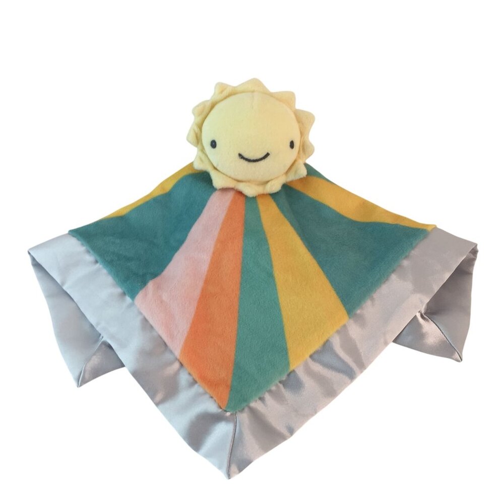 Cloud Island Smiling Sun Rays Lovey‎ 14" Baby Security Blanket Satin Trim Back